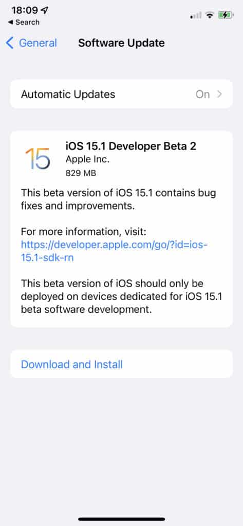 iOS 15.1 Public Beta 2